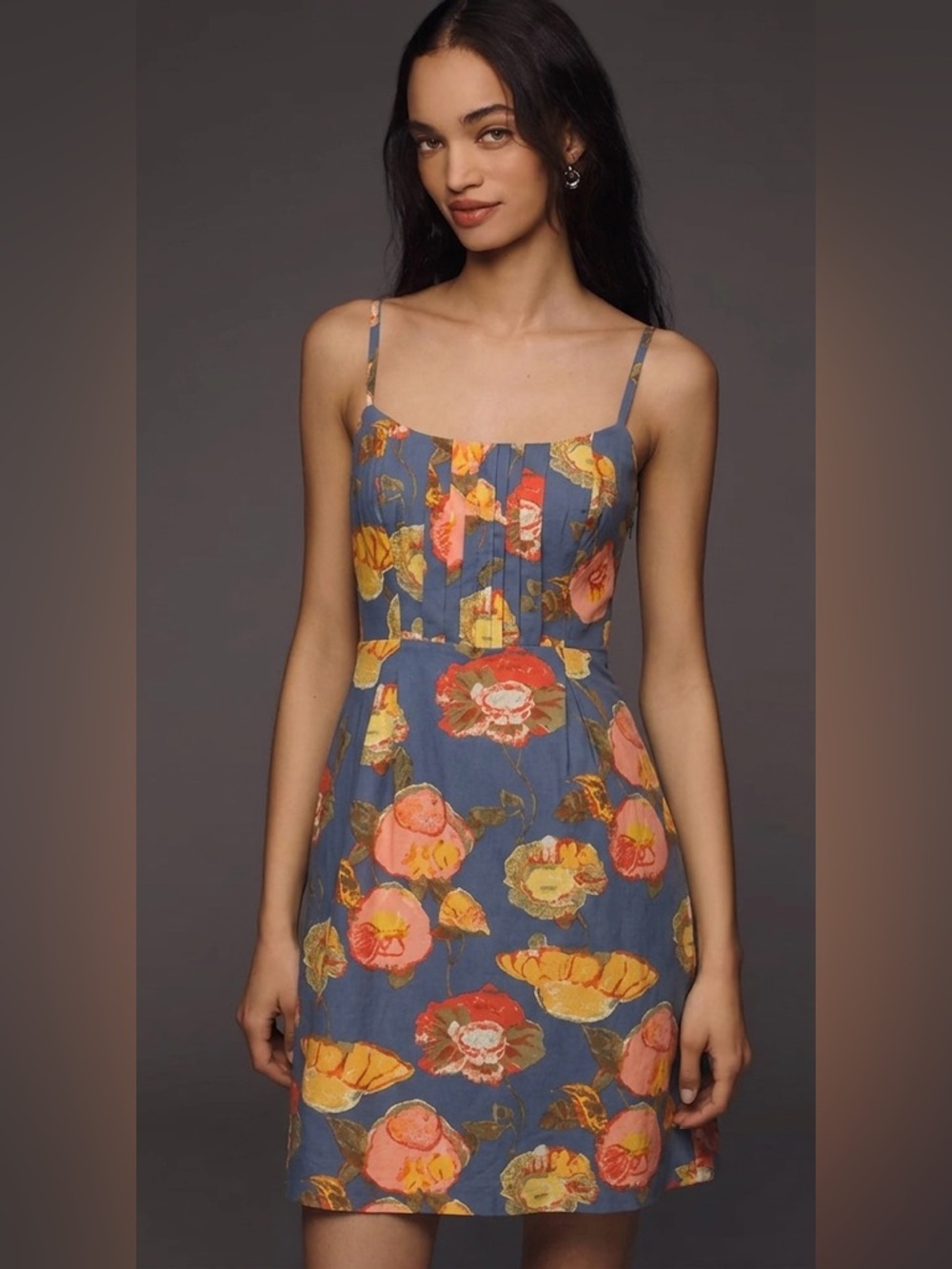 Maeve Anthropologie Silk Blend Sleeveless Back Cutout Mini Dress